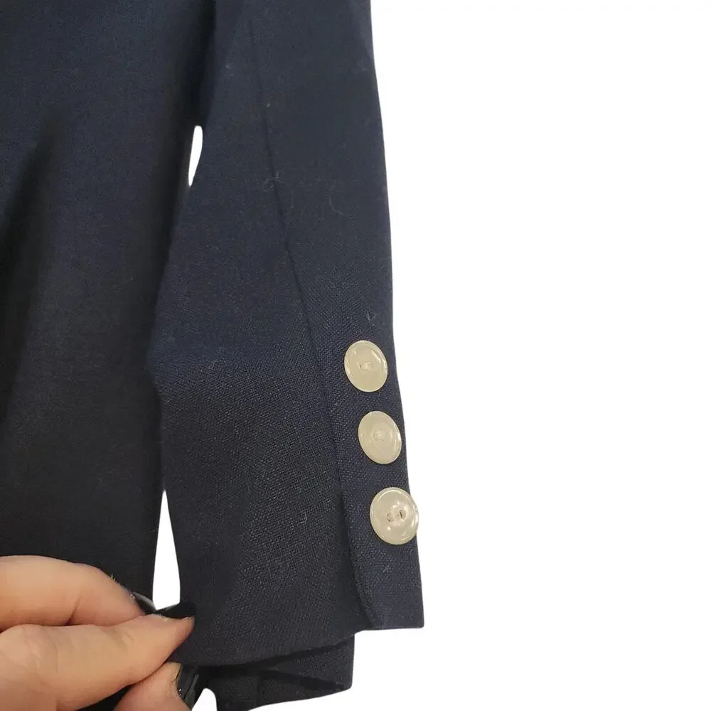 Vintage Jones New York Skirt Suit Womens 14 Navy Blue Lined 2 Piece USA Workwear